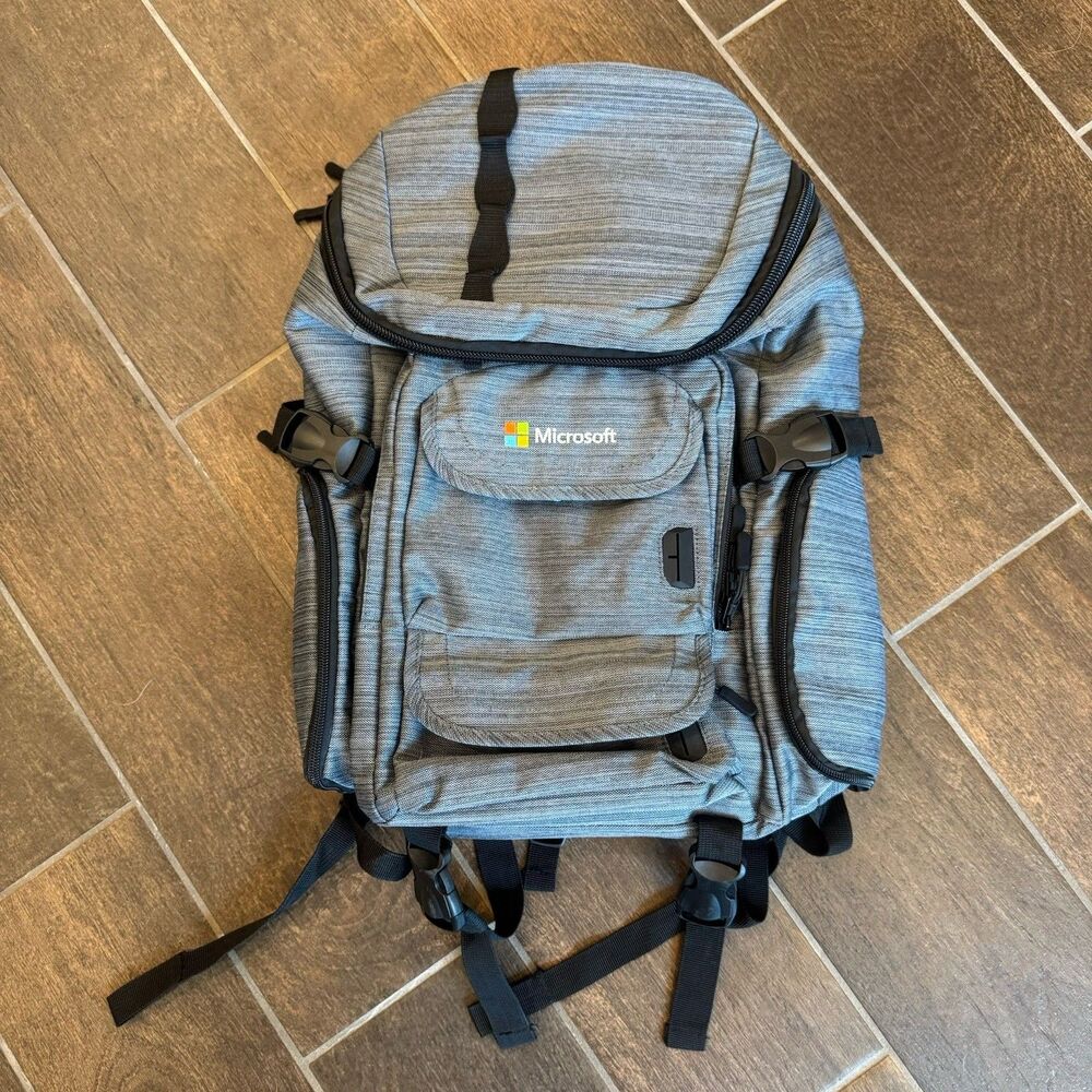 Microsoft Origaudio Mission Pack Laptop Backpack Gray Corporate Tech Bag NEW